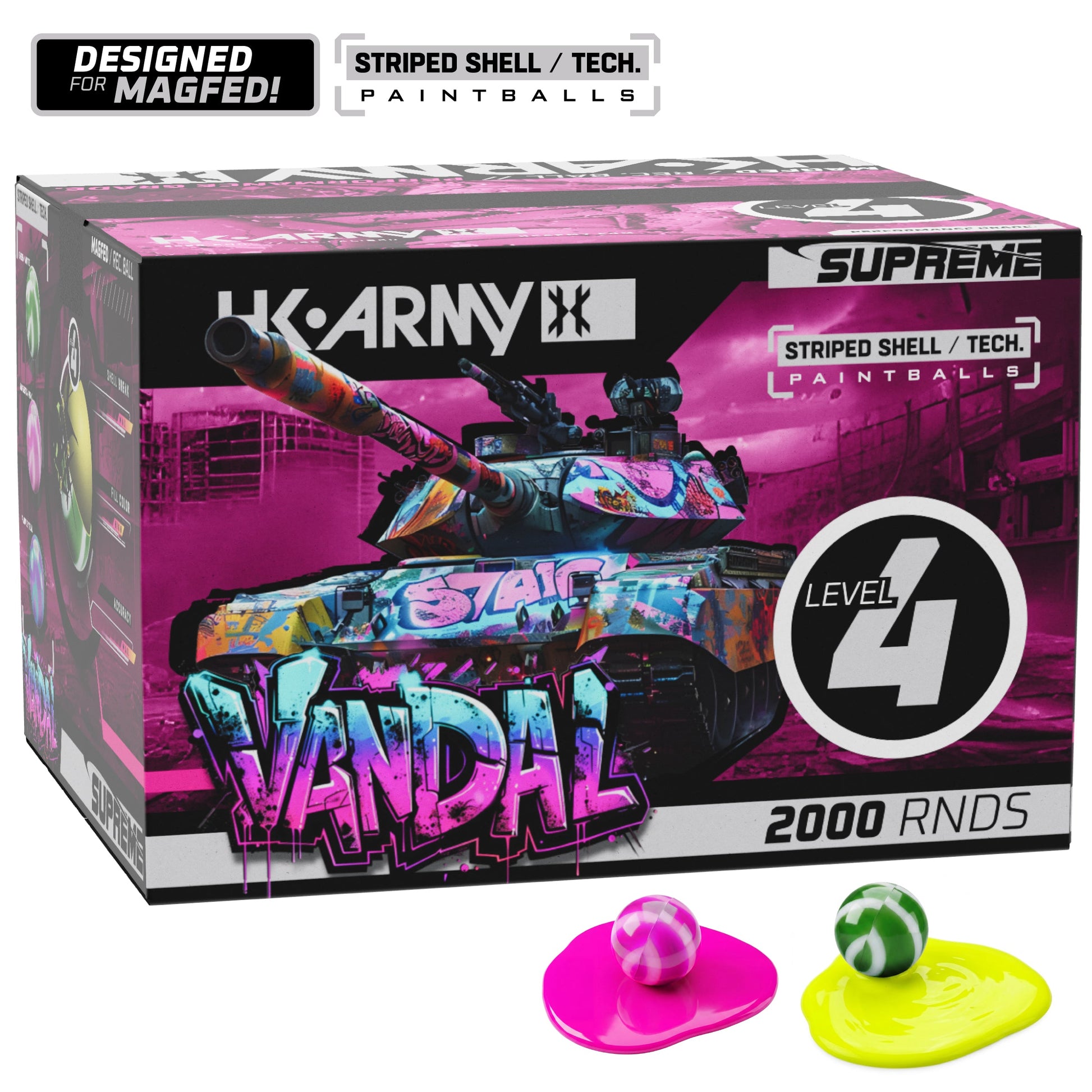 VANDAL Magfed Paintballs 2000rd – Striped Shell