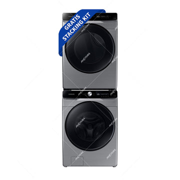 Samsung Combo Lavadora Automática Digital Inverter y Secadora Eléctrica de Carga Frontal | MultiControl | AI Control | VRT Plus | 22kg | Gris