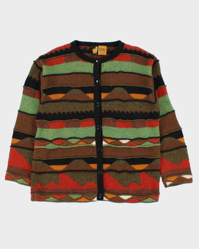 Vintage 1990s Sidrik's Baby Alpaca Women's 3D Knit Cardigan - L