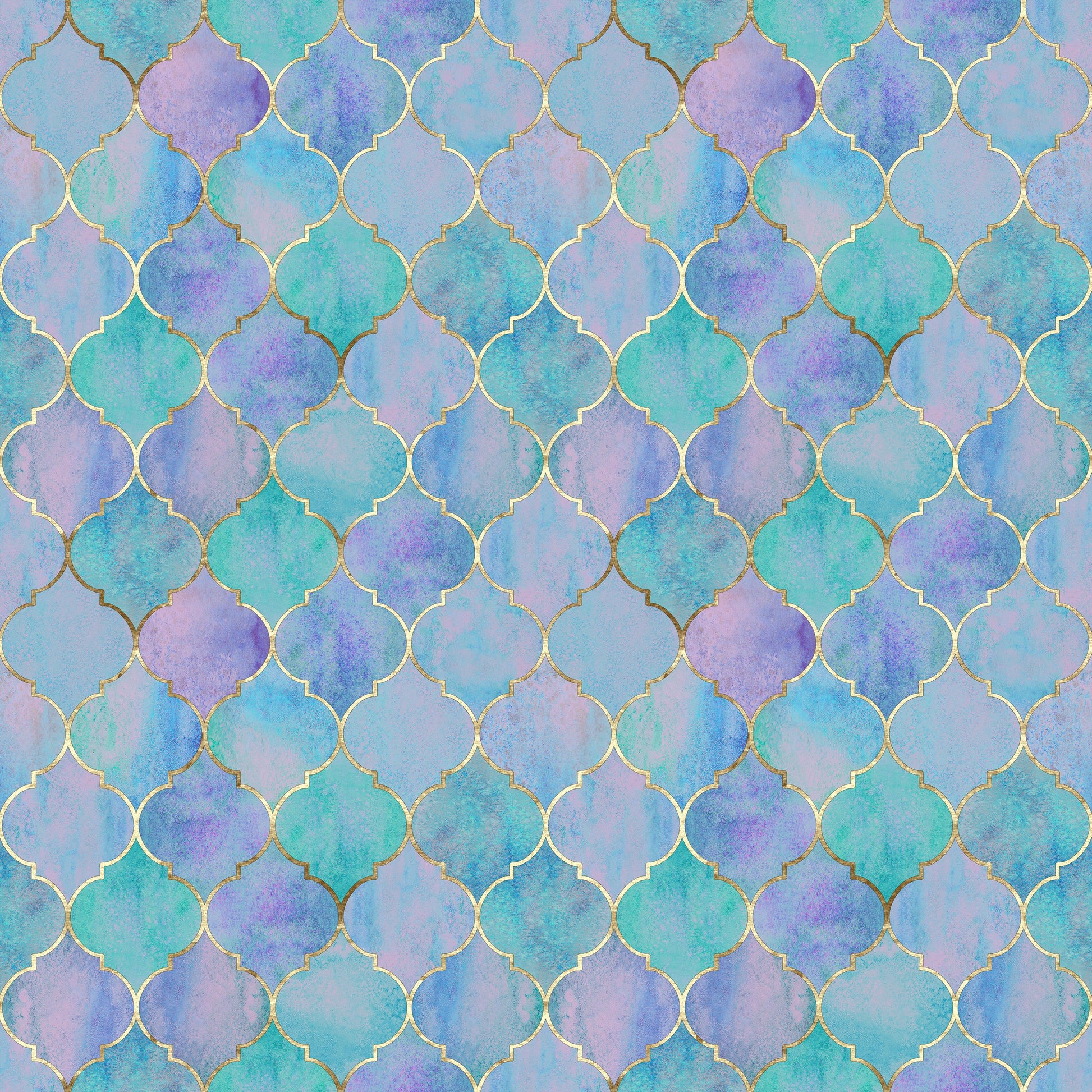Waschbecken-Rückwand-Aquarell Mosaik Türkis Lila Muster