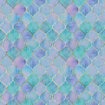 Waschbecken-Rückwand-Aquarell Mosaik Türkis Lila Muster