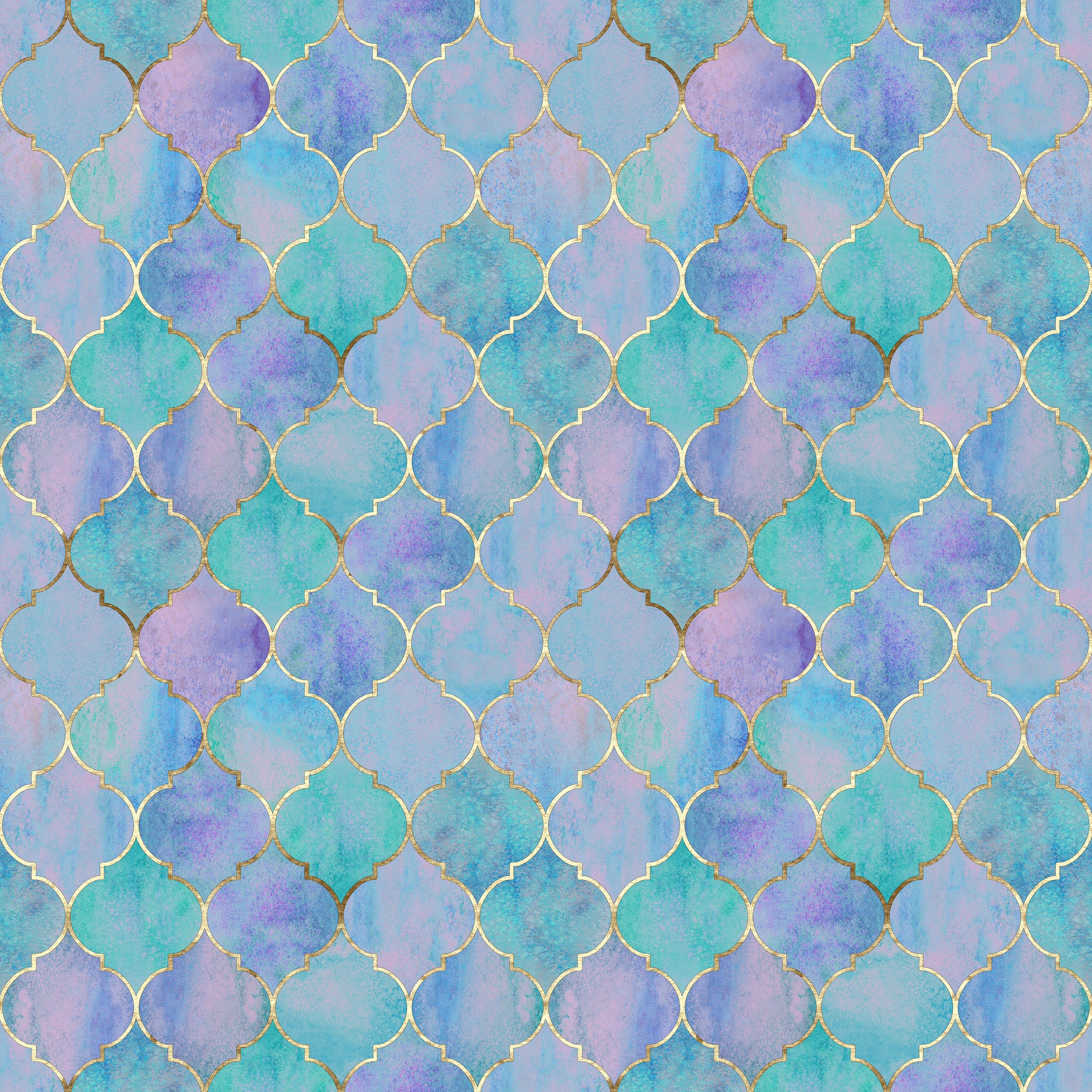 Waschbecken-Rückwand-Aquarell Mosaik Türkis Lila Muster