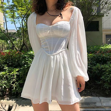 Amyway - Long-Sleeve Sweetheart Neckline Mini Corset Dress