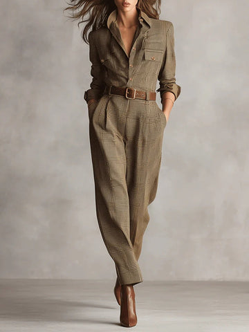 Fiona | Eleganter Tweed-Jumpsuit mit Karomuster