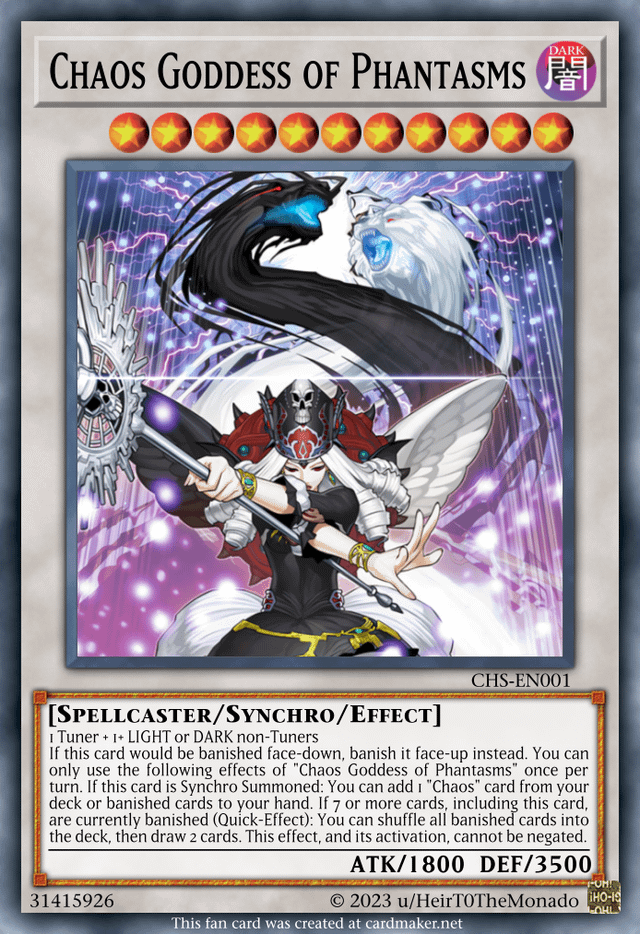 A semi-retrain of Chaos Goddess, for a banish-recycling niche in Chaos decks.  : r/customyugioh