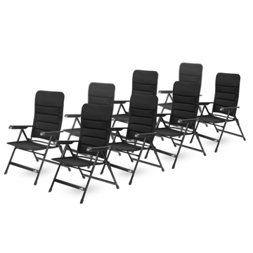 Bardi 8-delige Campingstoelen set zwart - 7 standen - 120 kg draagvermogen