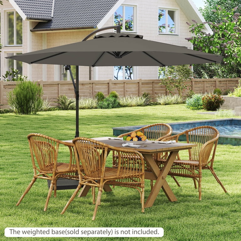 Costway - 10 ft Patio Offset Umbrella w/8 Ribs Cross Base Tilt
