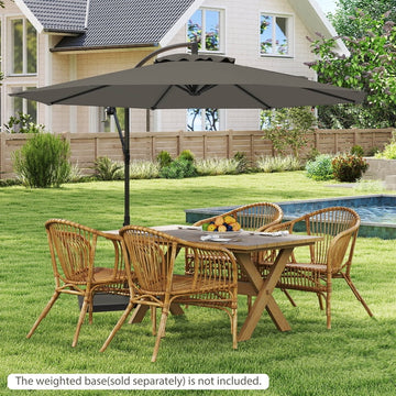 Costway - 10 ft Patio Offset Umbrella w/8 Ribs Cross Base Tilt