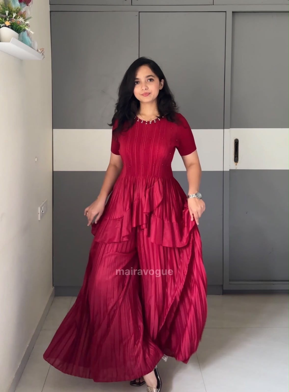 Neha Pleated Two Piece Set