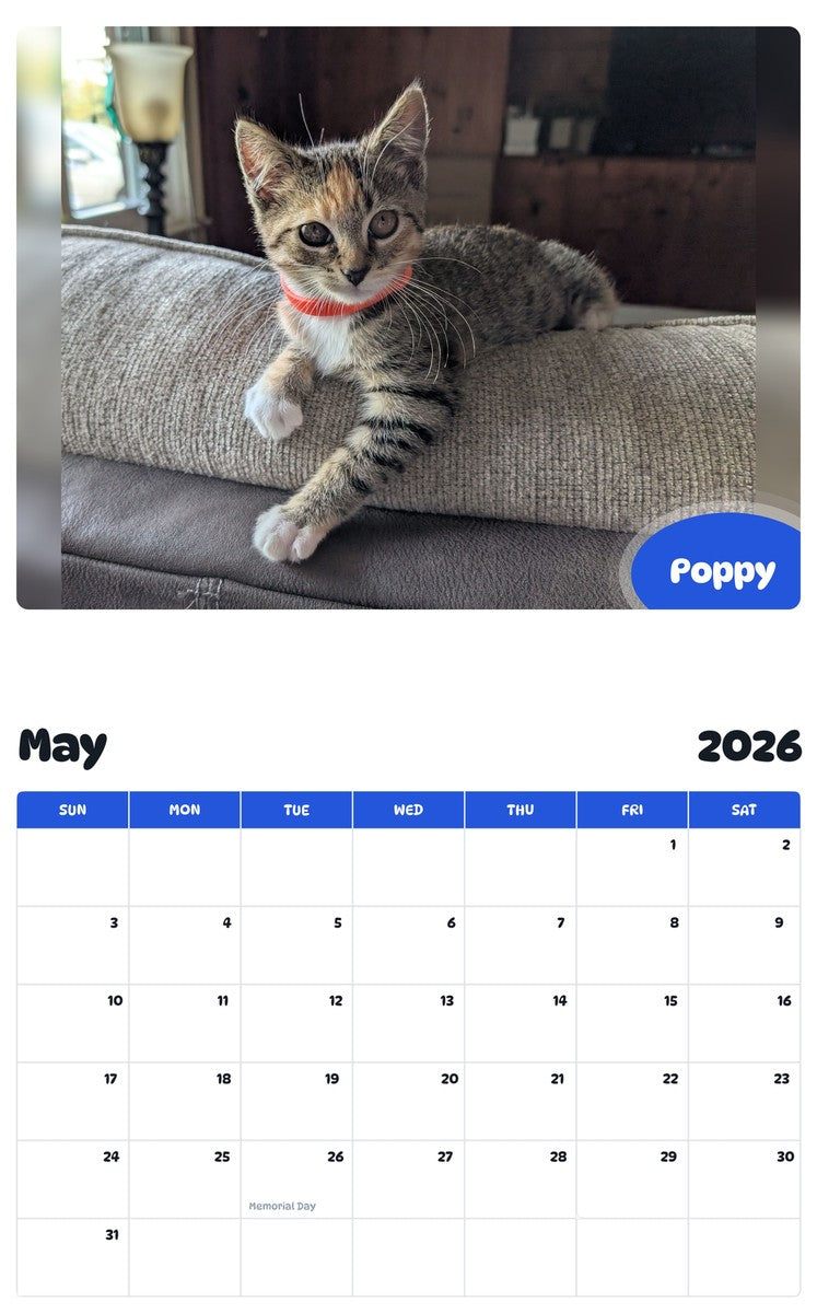 2026 - 2027 Poppy - Pawidols Pet Calendar