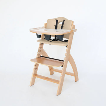 Beyond Junior High Chair - Natural Wood with Beige Cushion