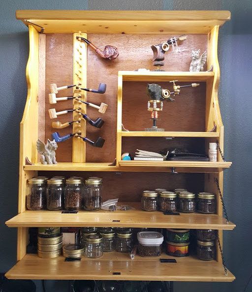 tobacco pipe cabinet 18Pipe Handmade Lighted Tobacco Pipe Rack by  TobaccoAndSawdust