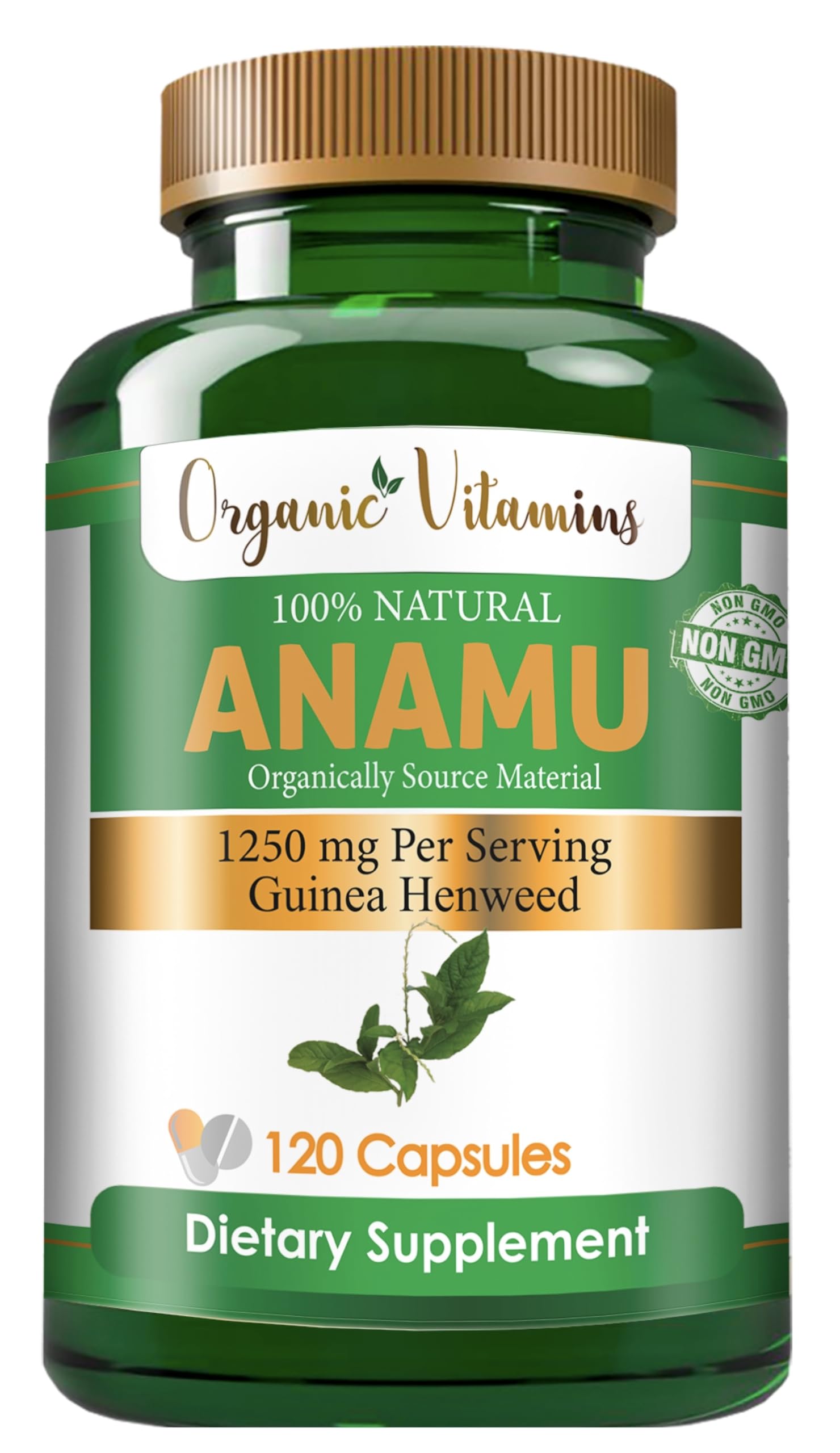 Bottle of Anamu 1250mg 120 capsules