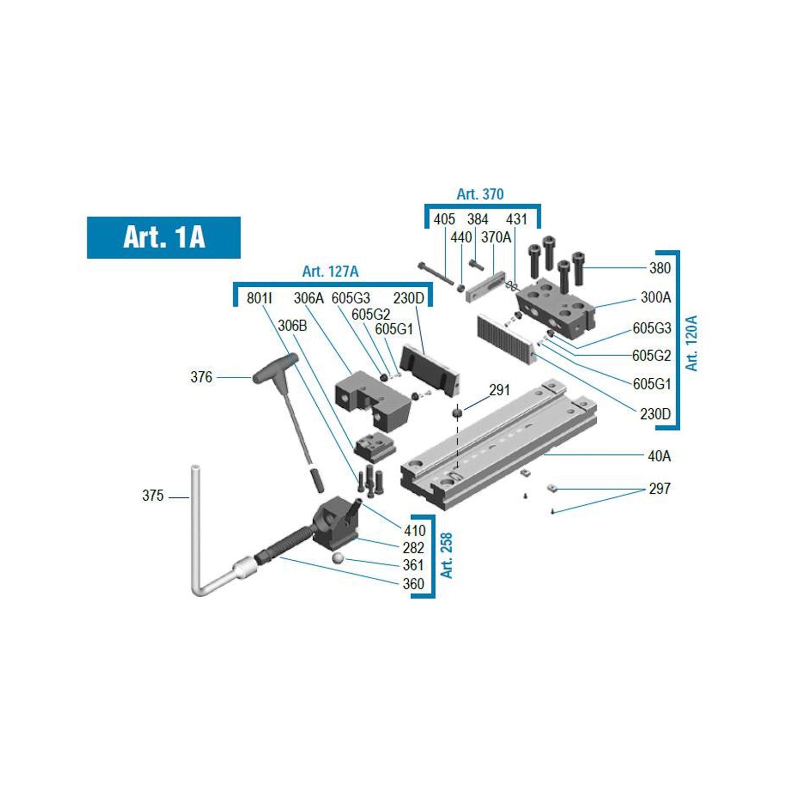 300mm / 12" ART1A Standard Flex Vice With Quick Hand Change Jaws (Gerardi) - 1.1A.63000