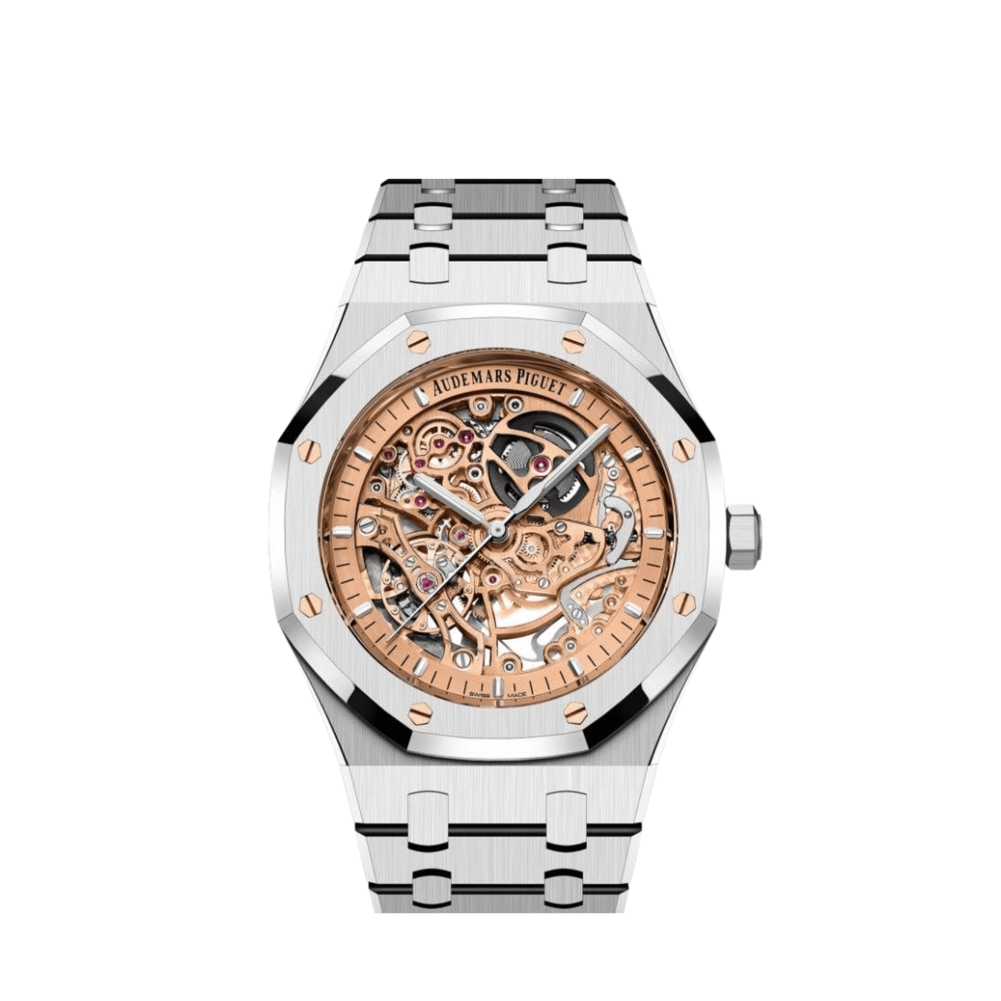 Audemars Piguet Royal Oak 15407ST.OO.1220ST.02 Double Balance Wheel Stainless Steel Openworked Pink Gold-Toned Dial - View 6