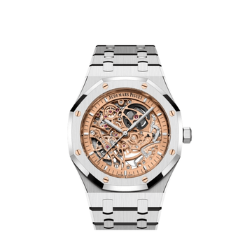 Audemars Piguet Royal Oak 15407ST.OO.1220ST.02 Double Balance Wheel Stainless Steel Openworked Pink Gold-Toned Dial - View 6