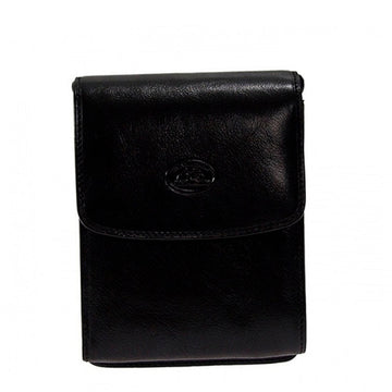 Tony Perotti black leather travel wallet with shoulder strap — Italico 2128 nero