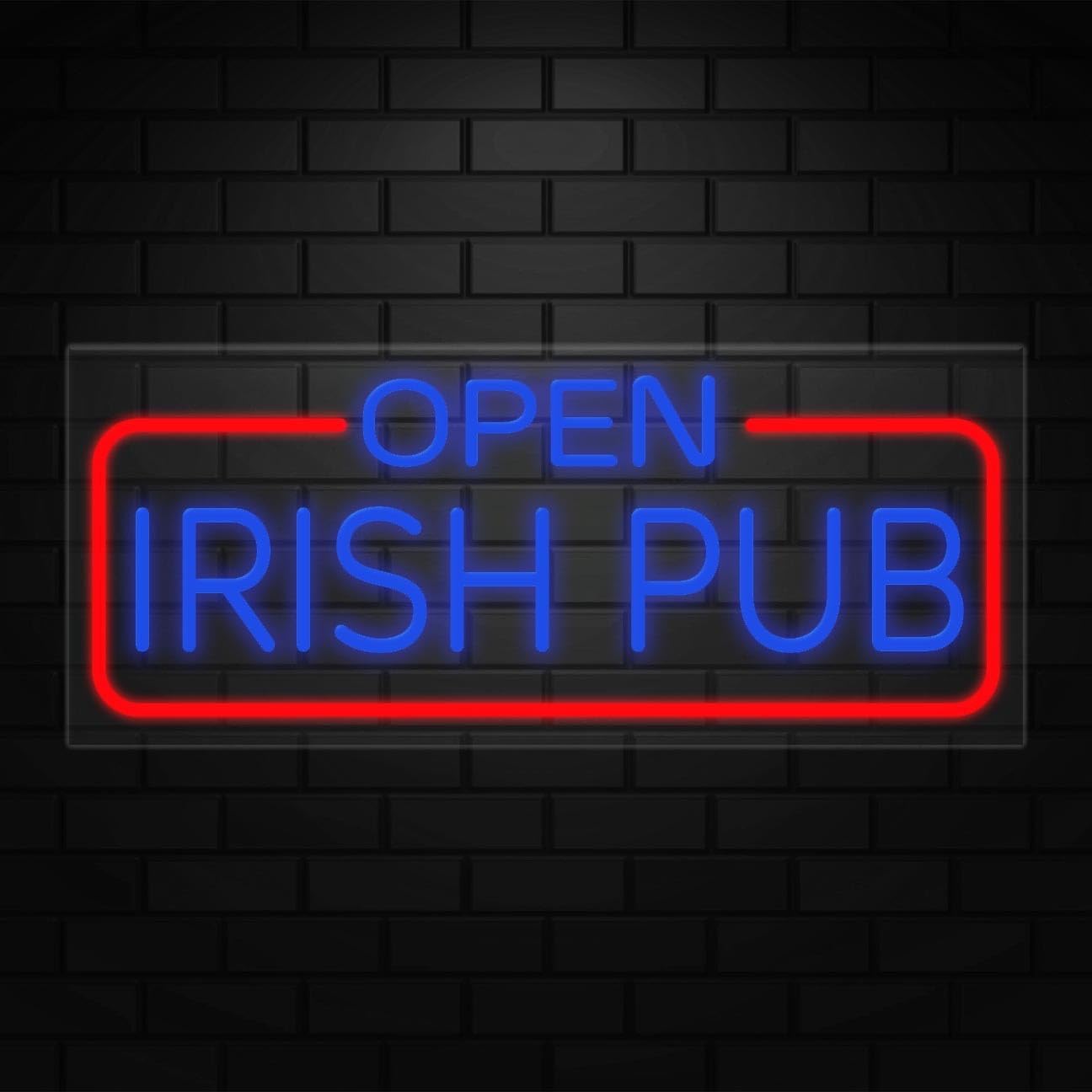 Open Irish Pub Neon Sign for Retail Displays | LED Flex Neon | 32"W x 13"H x 1"D