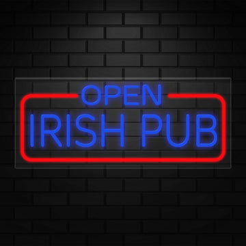 Open Irish Pub Neon Sign for Retail Displays | LED Flex Neon | 32"W x 13"H x 1"D