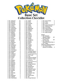 Printable Pokemon 151 Checklist