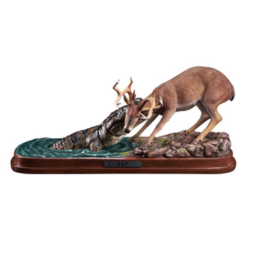 K&P The Line Between Life And Death Deer & Crocodile Animal Trendy Art Figurine