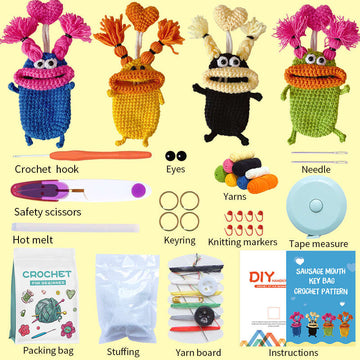 Big Mouth Key Bag Crochet Beginner Kit with Video Tutorials