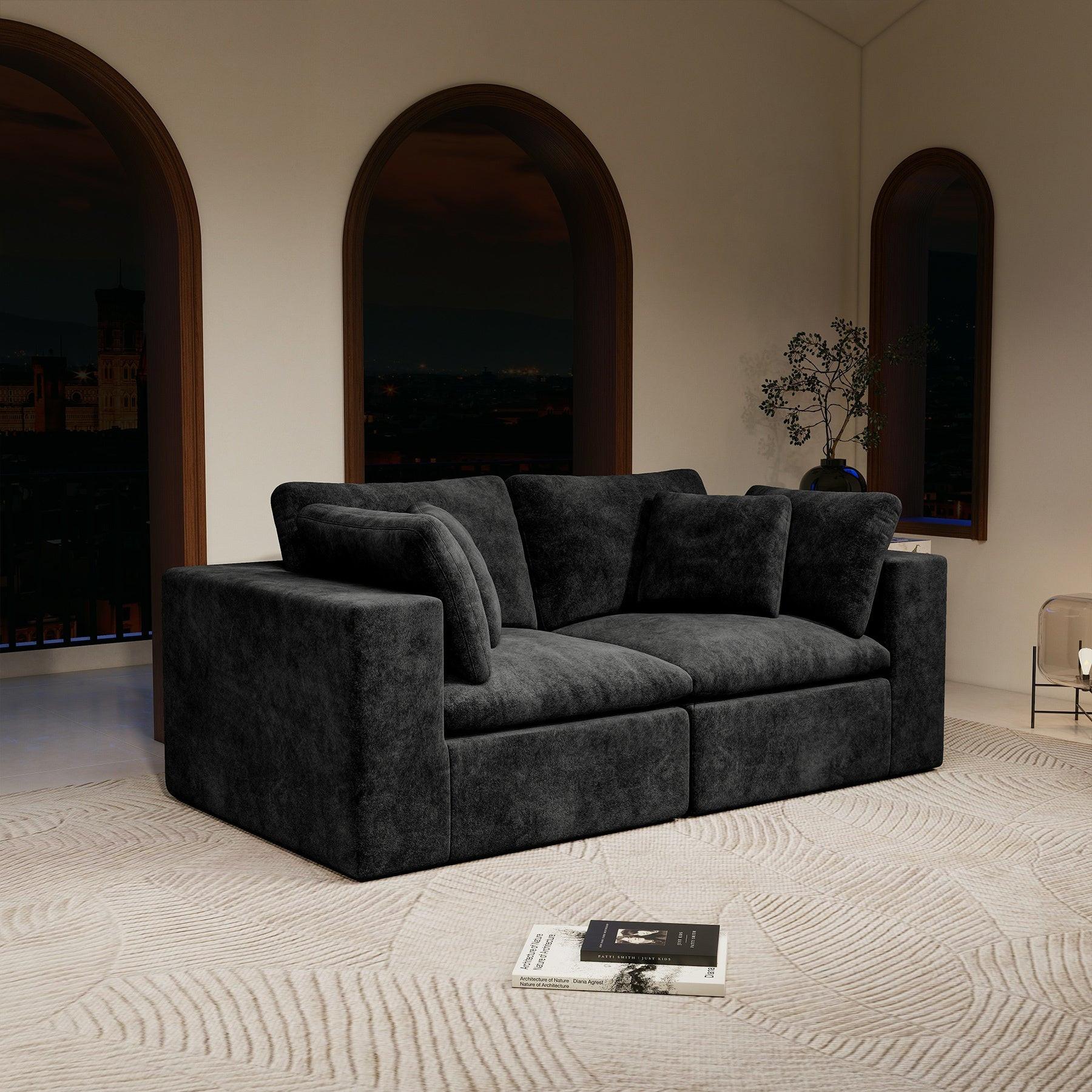 Modular Sectional Sofa Black - No Assembly Required Design.
