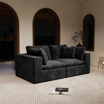Modular Sectional Sofa Black - No Assembly Required Design.