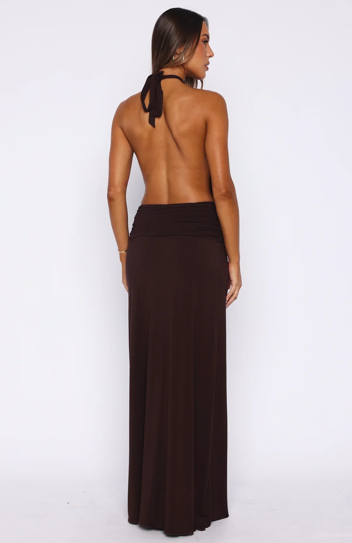 She's Got That Look Halter Neck Maxi Dress Dark Chocolate