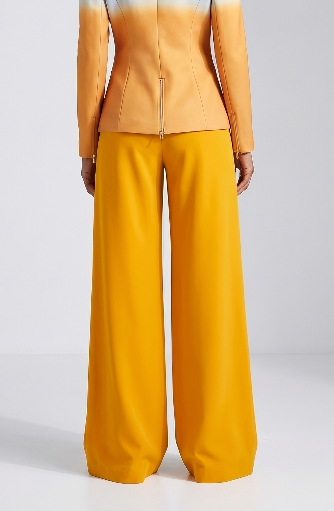 Wide-Leg Dress Pants — Mustard Gold/Yellow