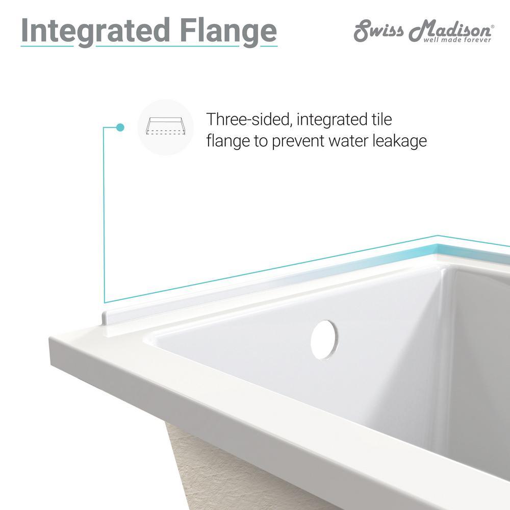 Voltaire 60 x 32 in. Acrylic Right-Hand Drain with Integral Tile Flange Rectangular Drop-in Bathtub in white - Super Arbor