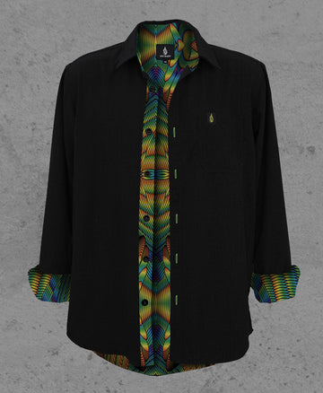 Diffraction Button Lined Down Shirt by Threyda