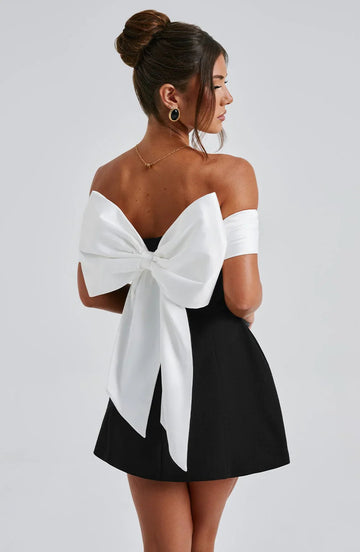 Nerida Bardot Bow Mini Dress
