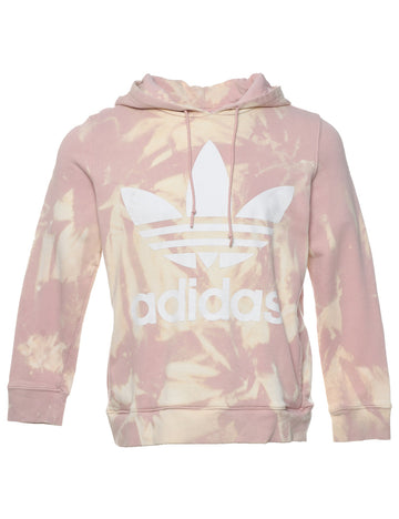 Vintage Light Pink Tie Dye Design Hoodie - M
