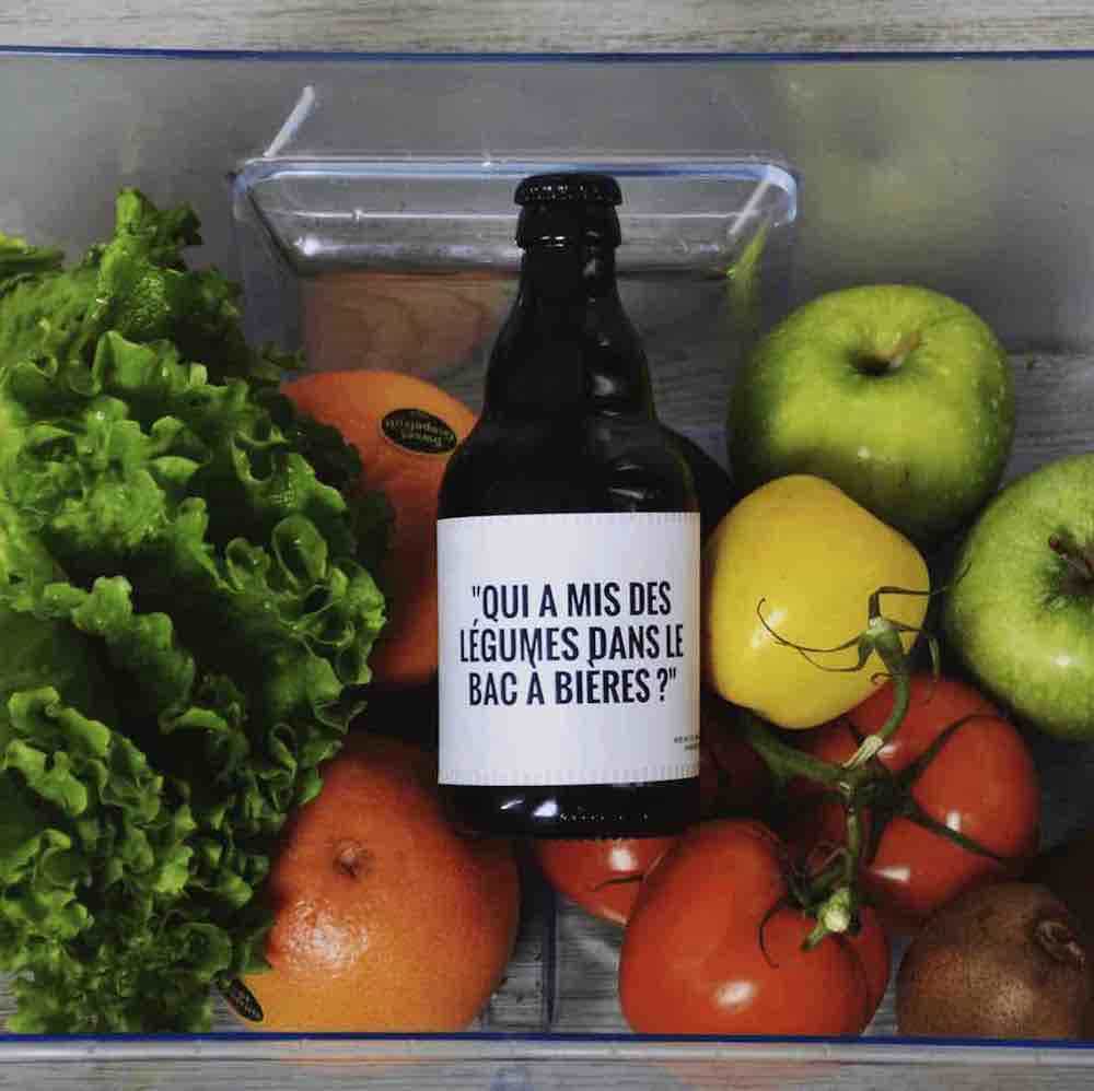 bière personnalisée qui a mis des légumes dans le bac à bières