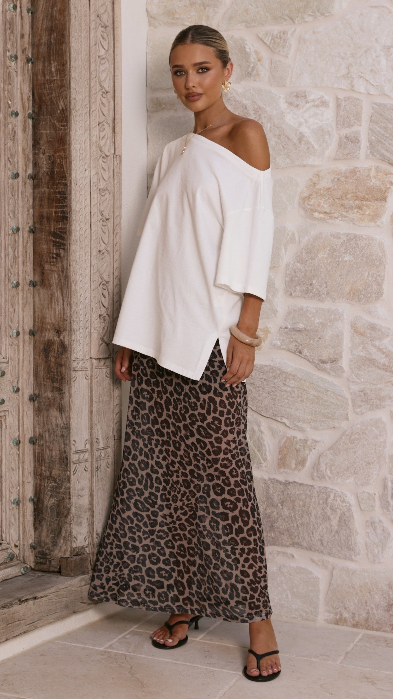 Onella Semi Sheer Maxi Skirt - Leopard Print - Billy J