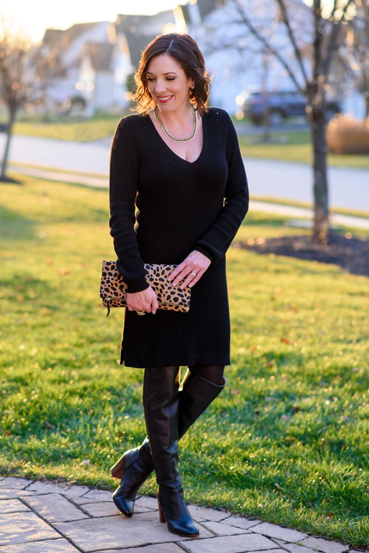 Versatile Black Sweater Dress