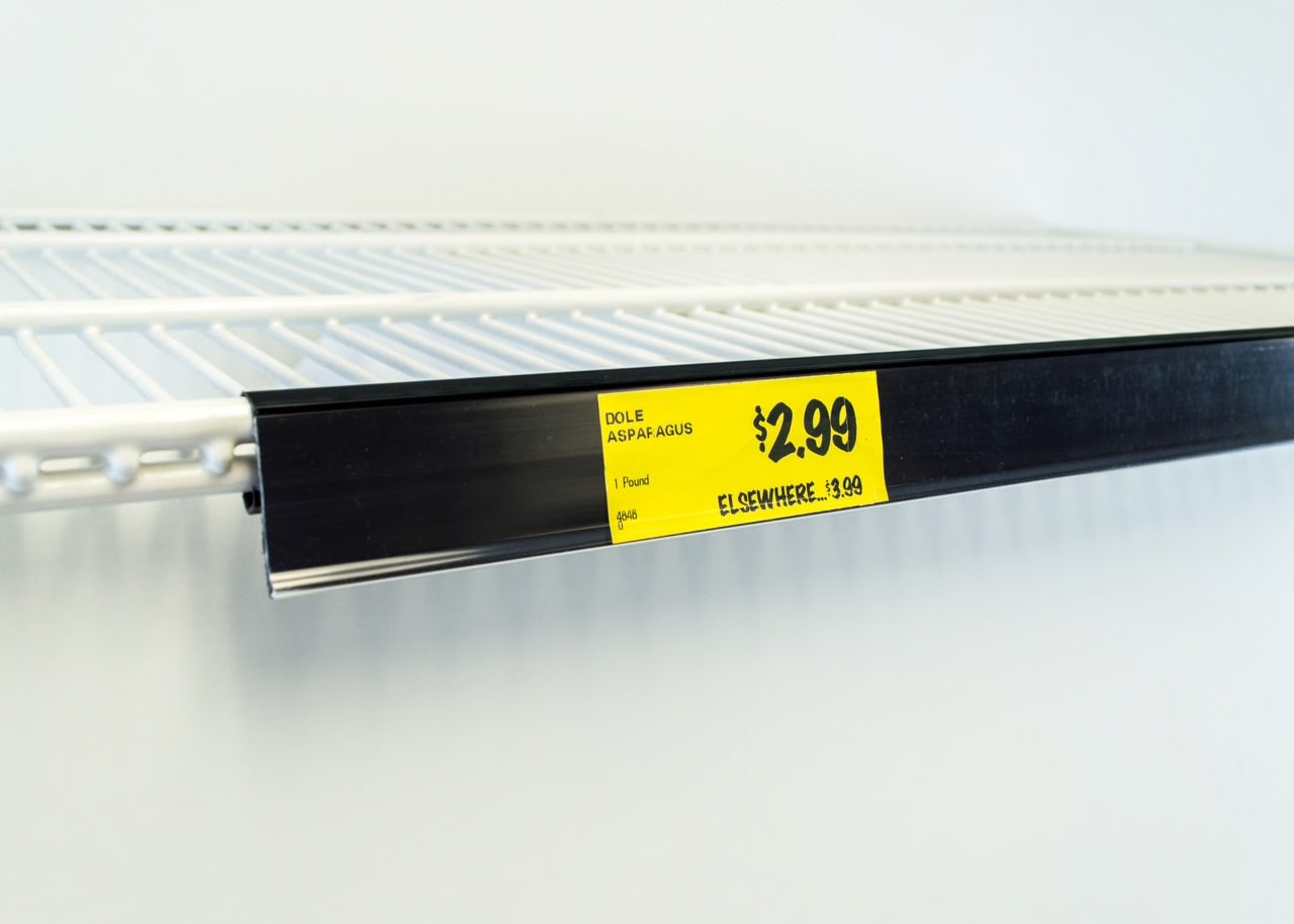 Black Price Tag Holder Data Strip for Double Wire Shelves-27"L- 25 pieces