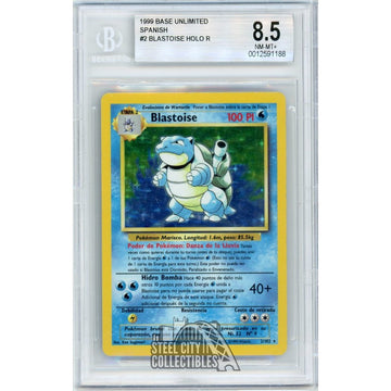 1999 Blastoise Pokemon Spanish Base Set Holo Card 2/102 BGS 8.5