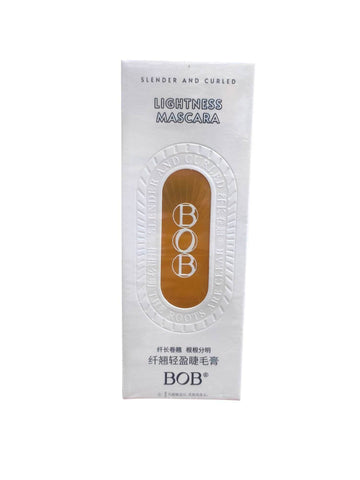 Mascara box front with BOB Lightness Mascara label and brown B logo
