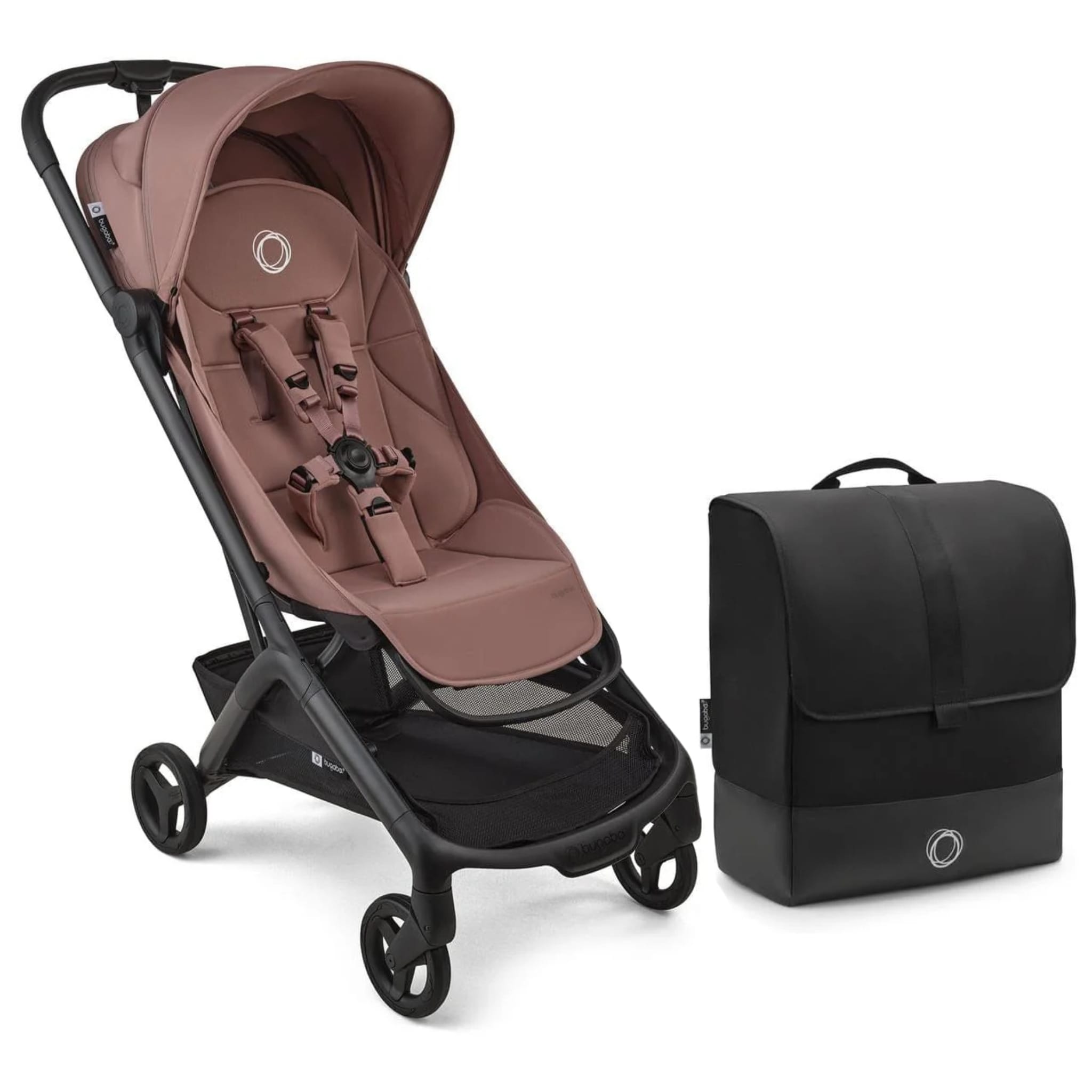 Bugaboo Butterfly 2 Complete Stroller + Travel Bag Bundle - Black / Dusty Pink / Dusty Pink - 100449003 - 100289002