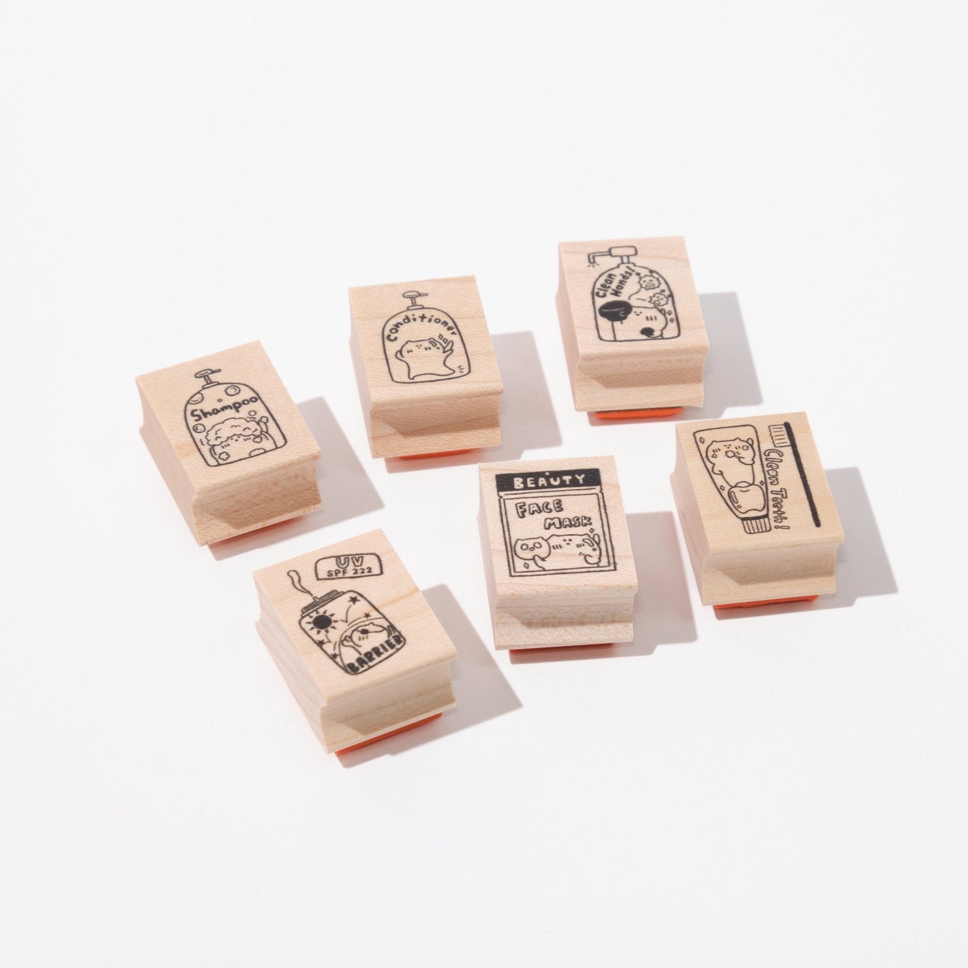 [BUNGU JOSHI HAKU] Gamazoku Kobo Rei Dairy Care Wood Stamp Set / Karafuruya - bungu