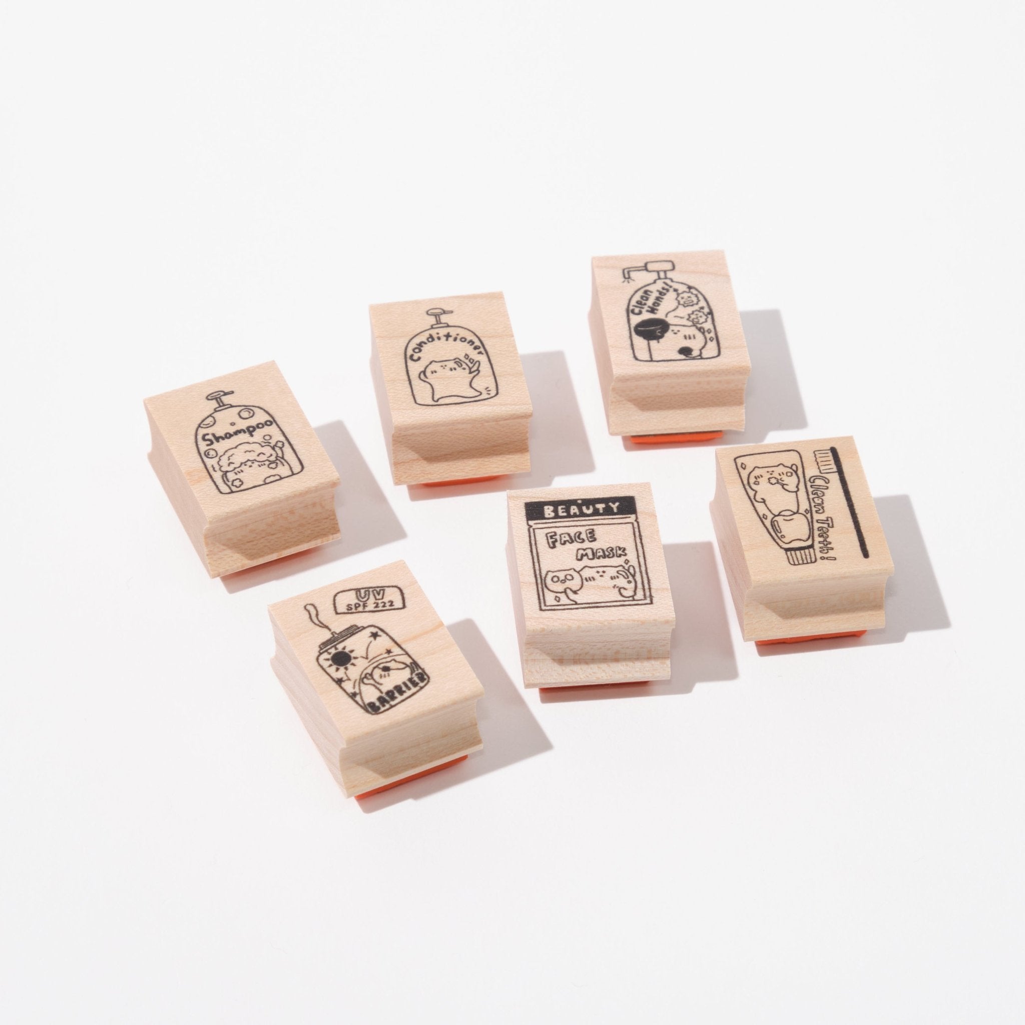[BUNGU JOSHI HAKU] Gamazoku Kobo Rei Dairy Care Wood Stamp Set / Karafuruya - bungu