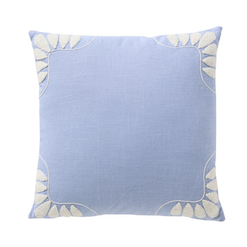 Erin Embroidered Slub Cotton Cushion Blue 50x50cm