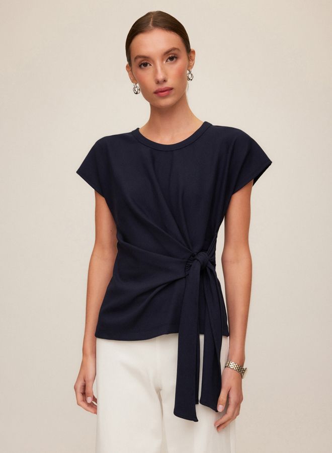 Greta Side Knot Top - Navy