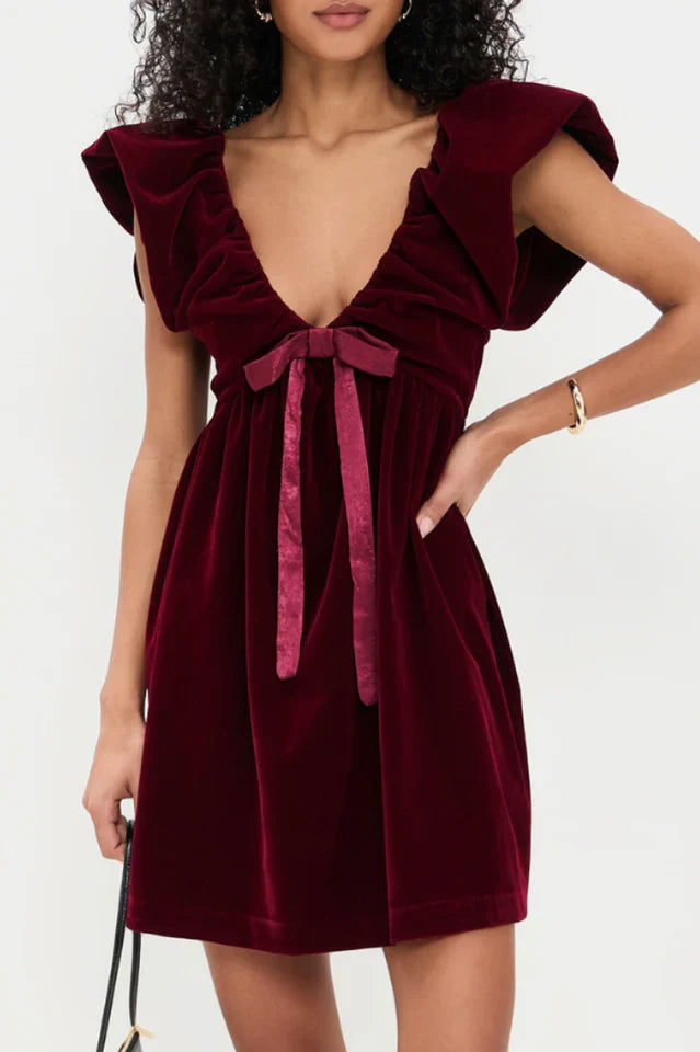 Endless Rose Velvet Bow Mini Dress