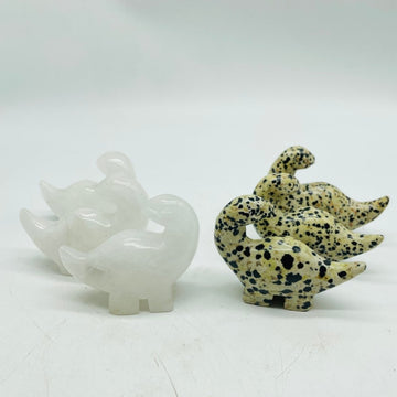 Clear Quartz & Dalmatian Jasper Dinosaur Carving Animals Wholesale -Wholesale Crystals