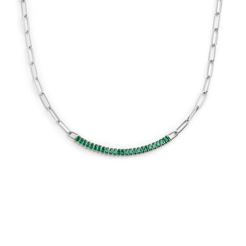 MARLU -Collana tennis centrale cristalli baguette