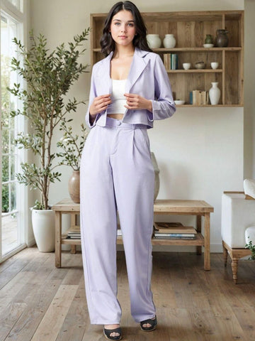 Kotty Lapel Collar Long Sleeves Coat With Trouser
