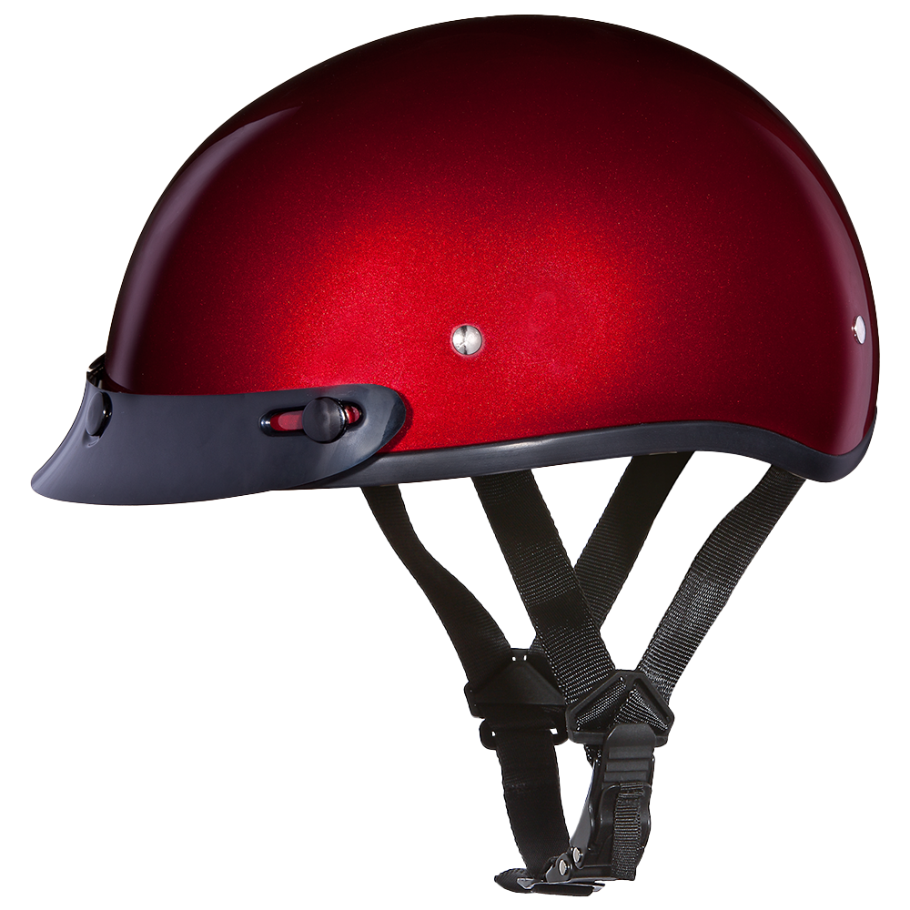 DOT Approved Daytona Skull Cap Half Shell Motorcycle Helmet - Beanie Style for Motorcycles, Cruisers, Scooters, and Mopeds - Black Cherry